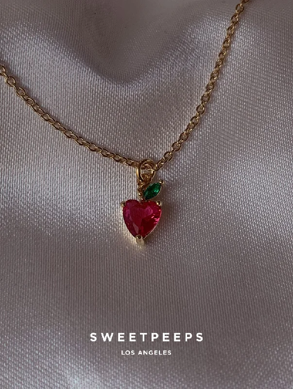 gold-plated chain necklace with charms Persephone Heart Necklace