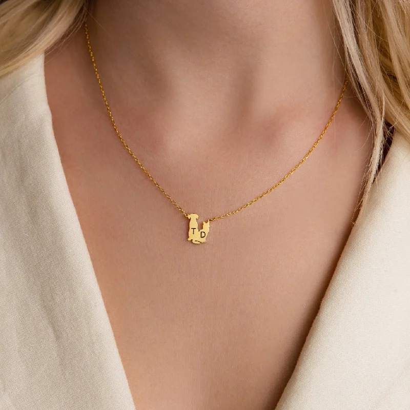 unique square diamond ring Pet Initial Necklace
