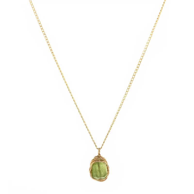 handmade braided leather necklace Petite Rock Nest Necklace