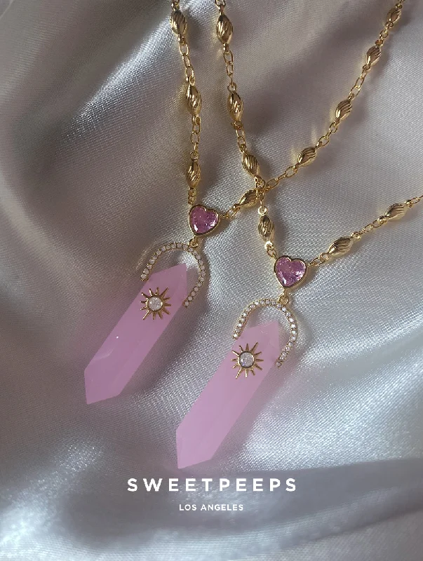pearl and silver bracelet Pink Aura Heart Lariat Necklace