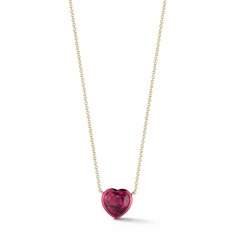 vintage diamond pendant necklace Pink Tourmaline Heart Pendant with Pink Rhodium Finish