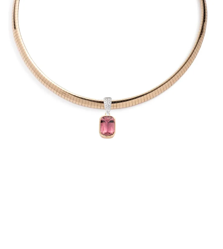gold-plated snake chain bracelet 11.85 ct Pink Tourmaline : One-of-a-Kind Medium Sleek Collar Necklace