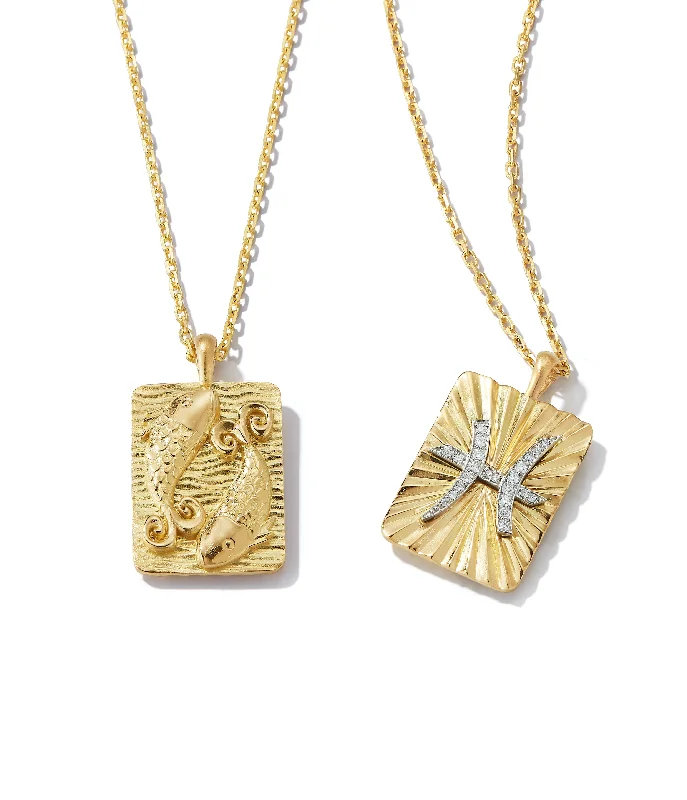 hypoallergenic earrings for sensitive ears Pisces Zodiac Pendant Necklace, Diamonds