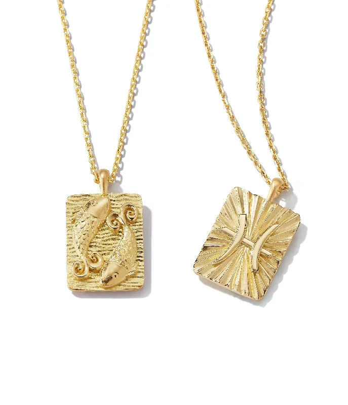 handcrafted gold stud earrings Pisces Zodiac Pendant Necklace