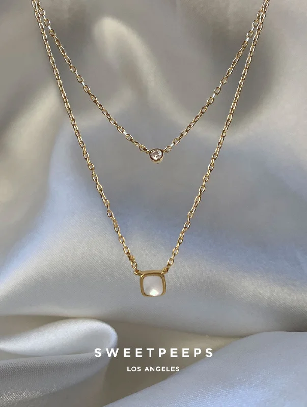 minimalist disc pendant necklace Pointelle Double Chain Necklace