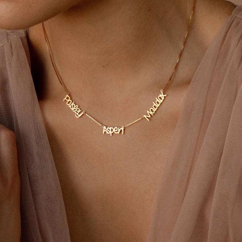 classic cubic zirconia pendant Preppy Multiple Name Necklace in Box Chain