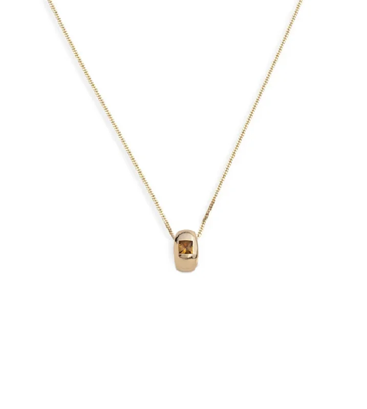 sterling silver charm anklet Princess Cut Champagne Citrine - Love : Fine Diamond Cut Curb Necklace