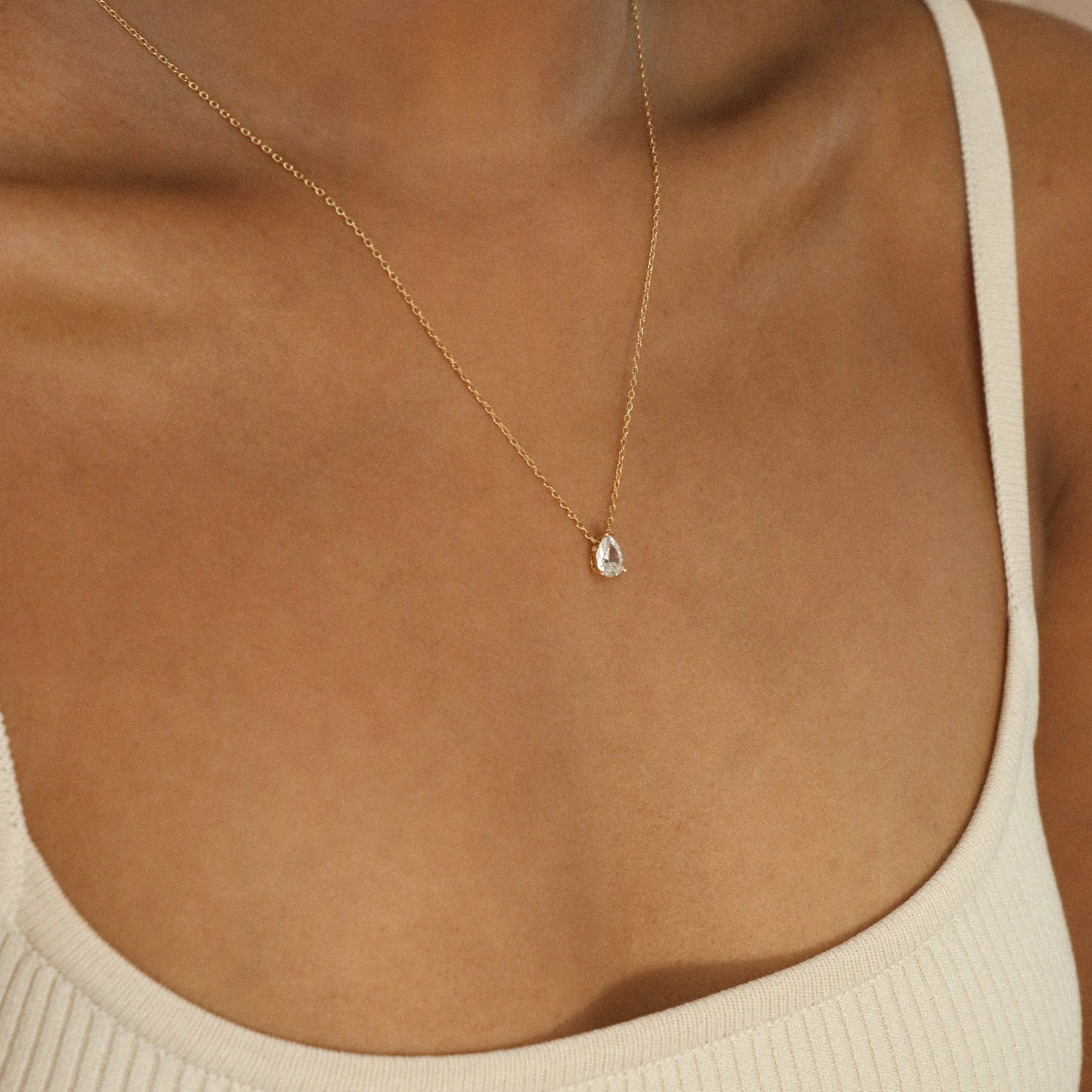 silver wave ring dainty Rae Diamond Necklace