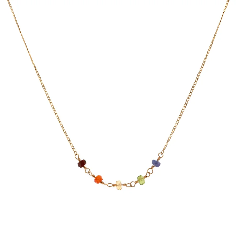 classic pearl bridal earrings Rainbow 5-Stone Mila Necklace