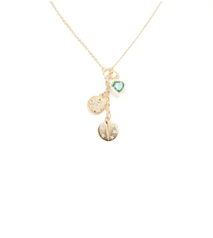 handmade wire-wrapped gemstone ring Resilience, True Love & Gemstone Heart : Small Mixed Belcher Extension Necklace