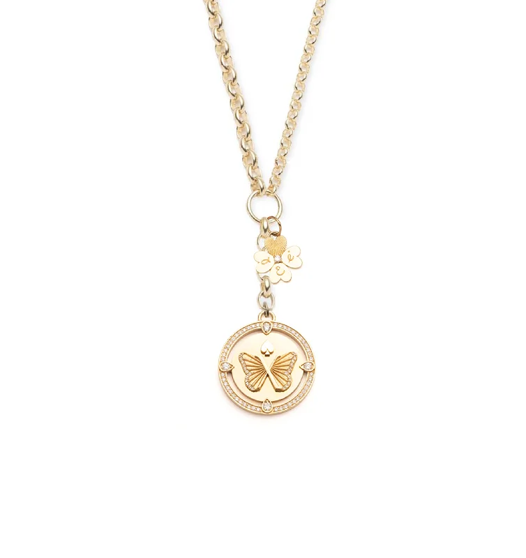 gold-plated chain necklace with charms Reverie & Four Heart Clover Story : Heavy Mixed Belcher Extension Chain gold-plated chain necklace with charms Reverie & Four Heart Clover Story : Heavy Mixed Belcher Extension Chain