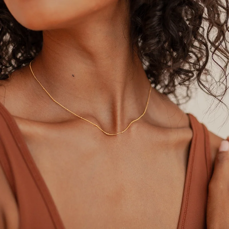 tiny gold huggie hoops Satellite Necklace