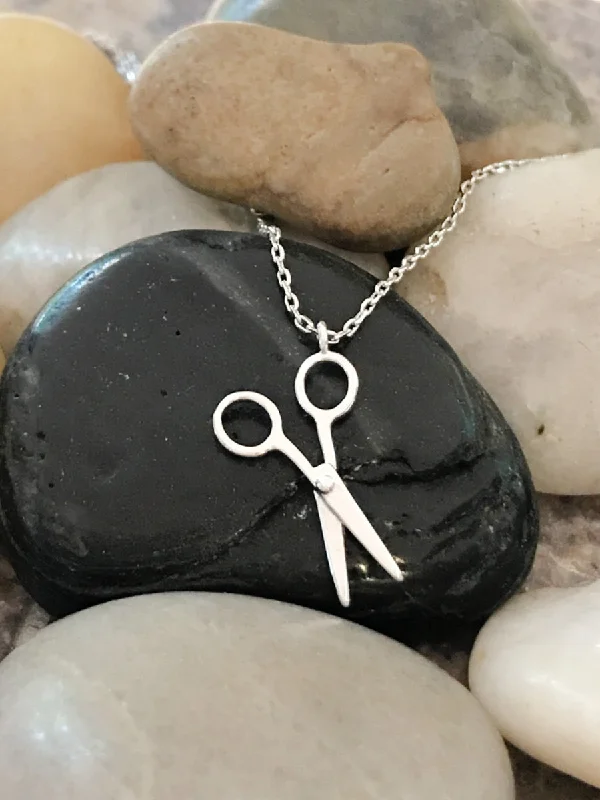 handcrafted braided silver bracelet Scissors Necklace