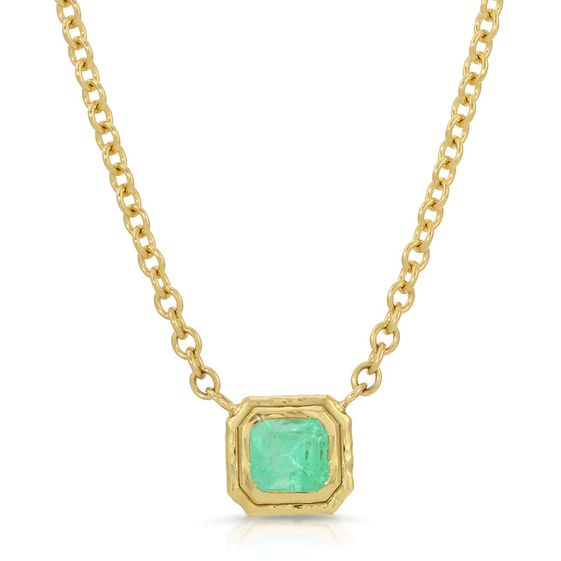 wide gold cuff bracelet Seagrape Necklace - Emerald Cushion