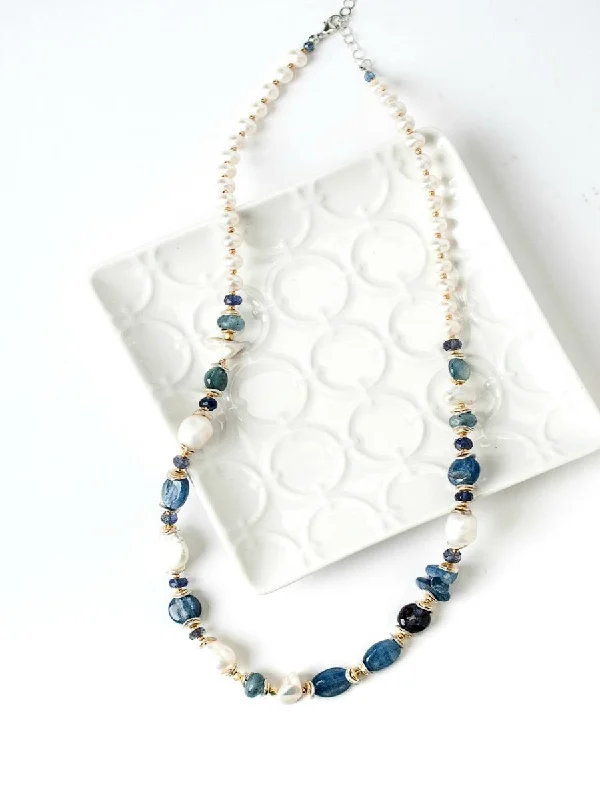 dainty gemstone chain bracelet Seaside Beaded Necklace by Anne Vaughan