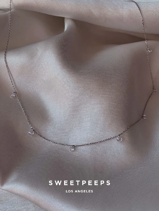 minimalist stacking rings set Simple Charms Necklace - Silver