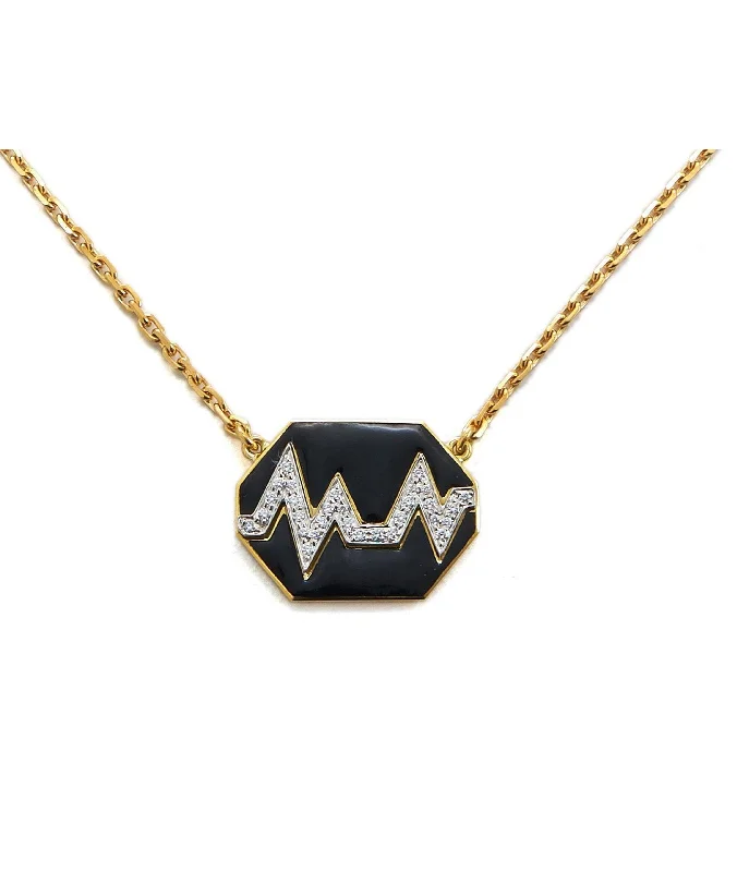 vintage pearl engagement ring Skip Necklace, Black Enamel