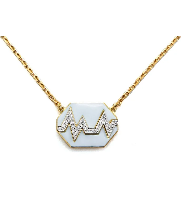 minimalist wedding band set Skip Necklace, White Enamel