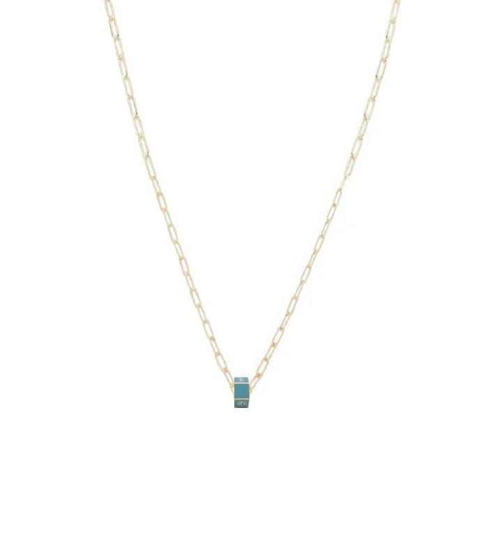 chunky gold chain necklace Custom Aqua Small Faceted Heart Beat : Super Fine Clip Chain Necklace
