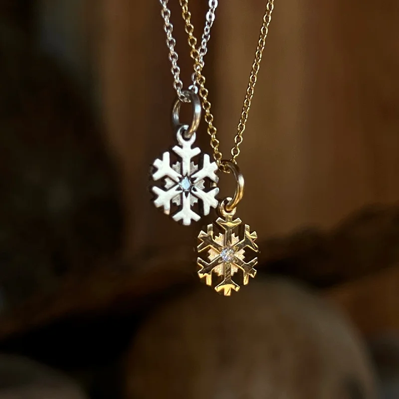 rose gold ring with diamonds Snowflake Necklace