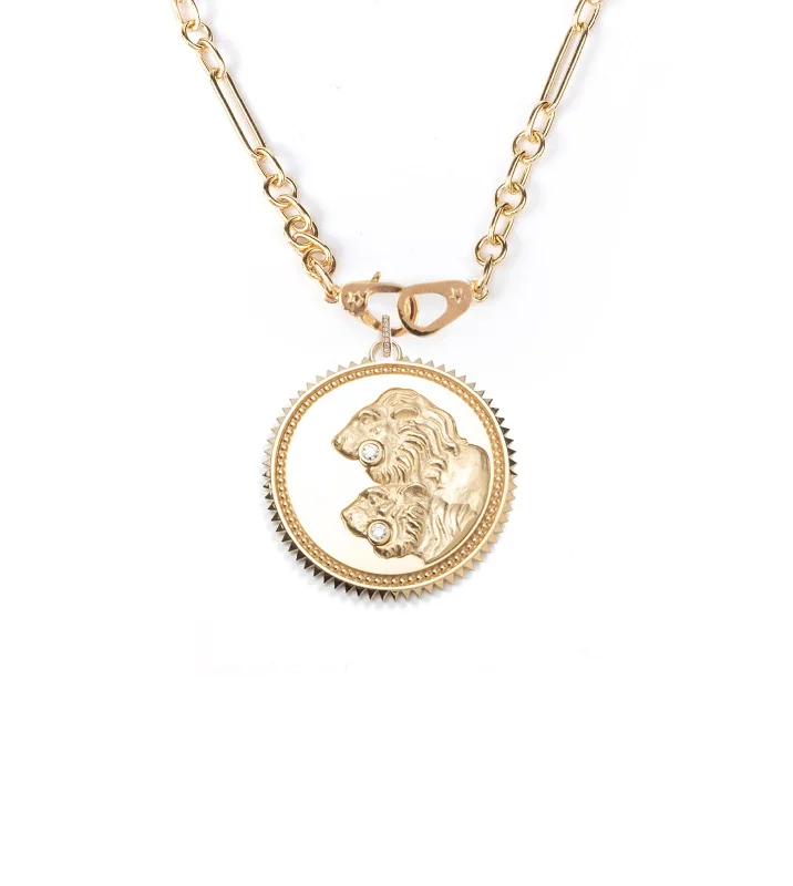 crystal-studded gold ring Solar + Lunar - Strength : Small Mixed Clip Chain Necklace
