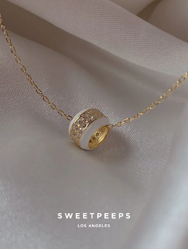 white opal engagement ring Spacer Bead White Necklace