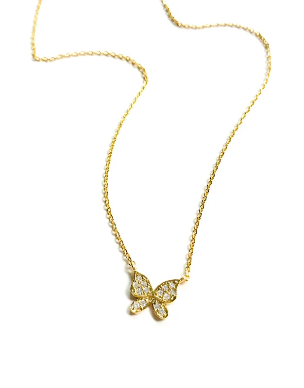 modern geometric silver ring Sparkly Butterfly Necklace