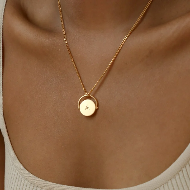 personalized couple’s bracelet engraved Spinner Pendant Necklace