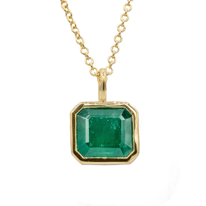 celestial sun and moon earrings Square Emerald Pendant