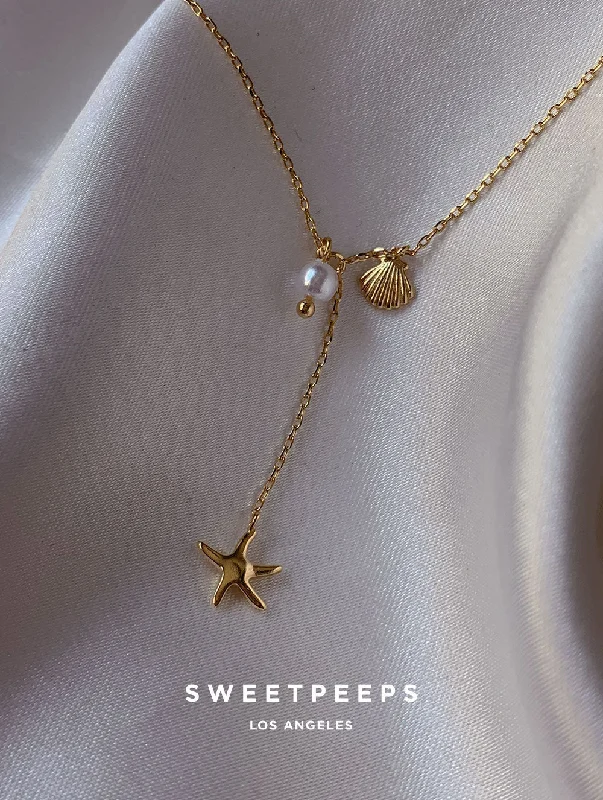 personalized silver cuff bracelet Starfish Lariat Necklace