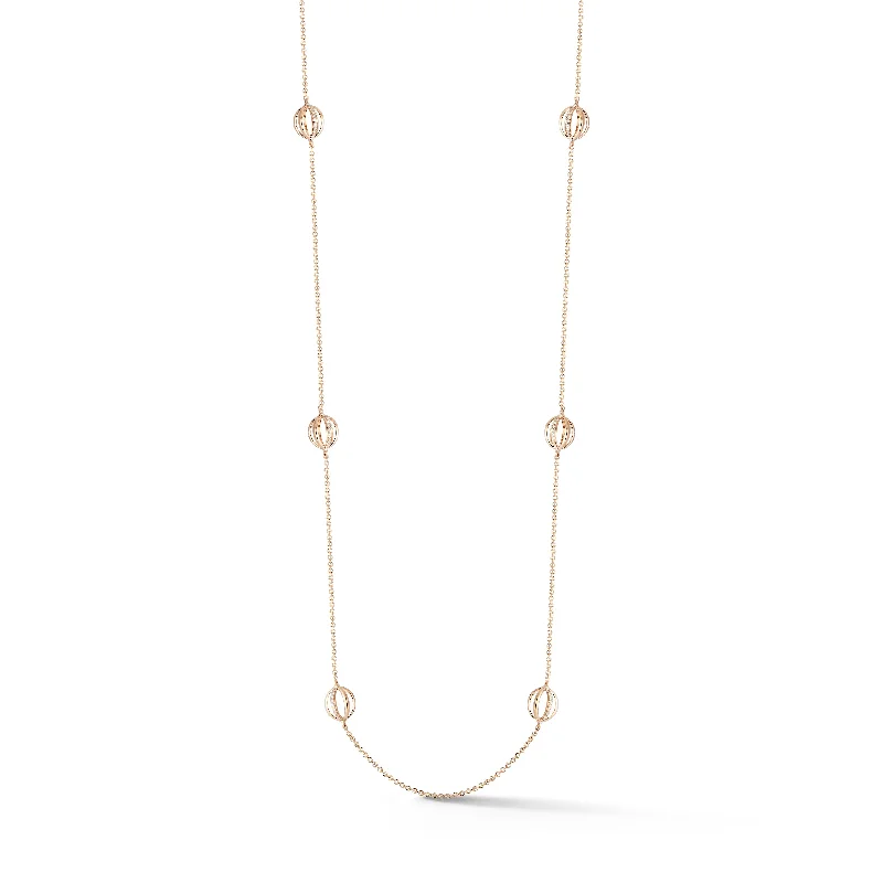 vintage platinum wedding band Diamond Cage Station Necklace in Rose Gold