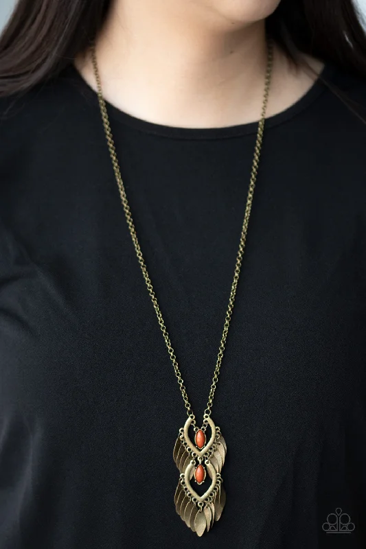 minimalist threader earrings gold Paparazzi Necklace ~ Summer SOUL-stice - Brown