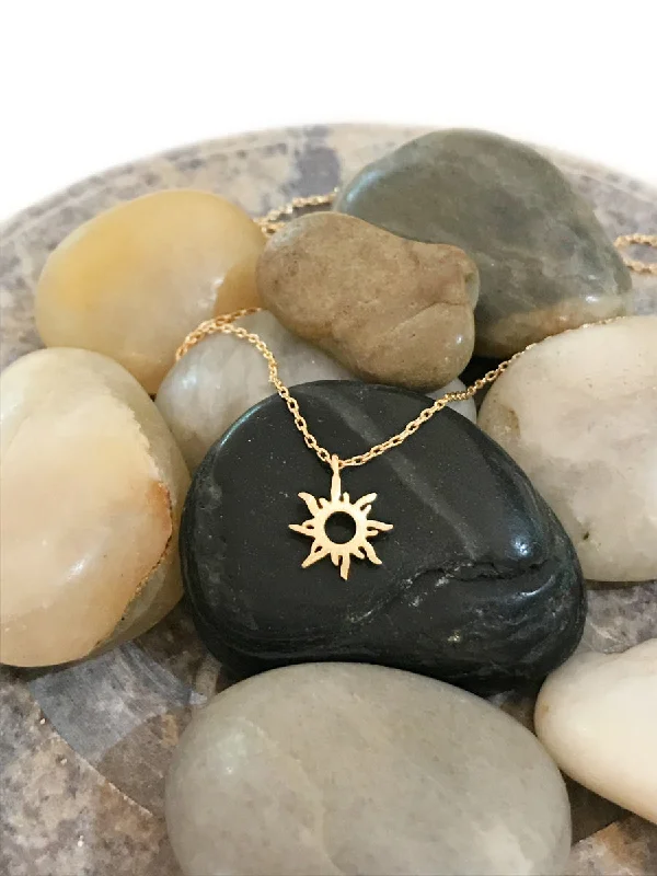 minimal gold ring stack Sun Flare Necklace
