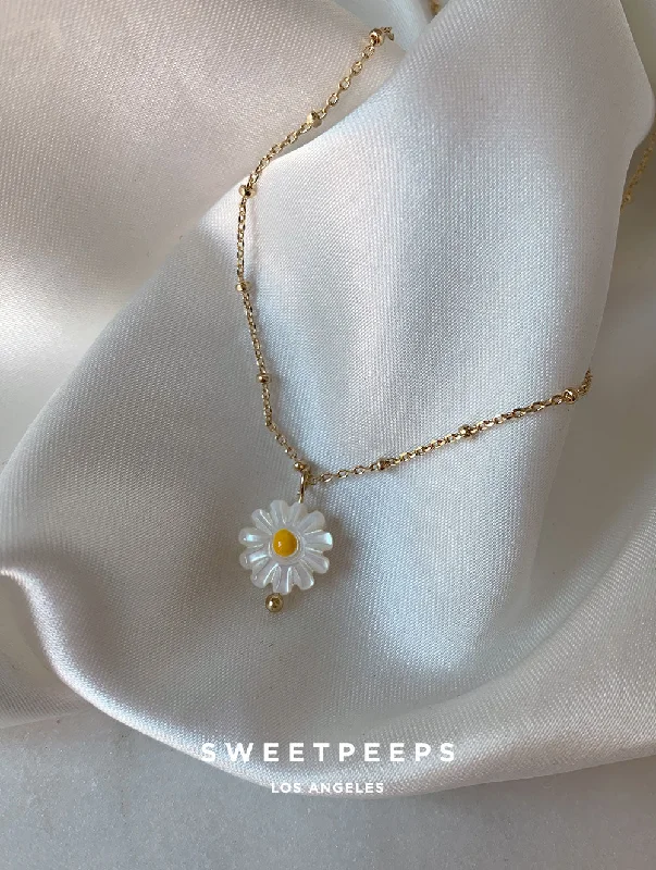 silver lotus flower earrings Sunshine Daisy Necklace