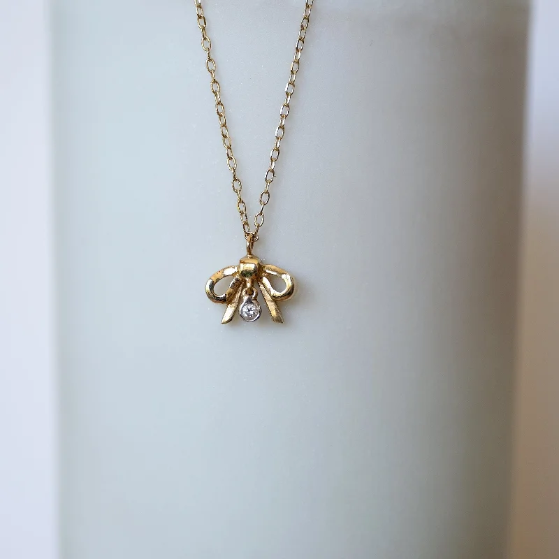 vintage rose-cut diamond ring Sweet Bow Necklace