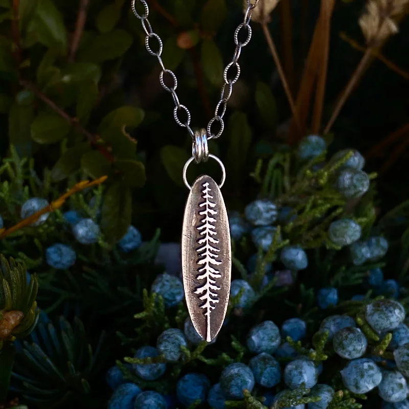 classic silver pearl earrings Tall Pine Necklace