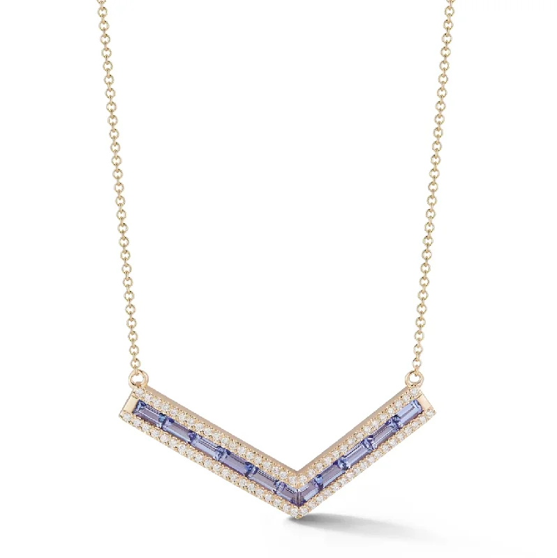 unique gemstone cocktail ring Tanzanite Valley Origami Necklace