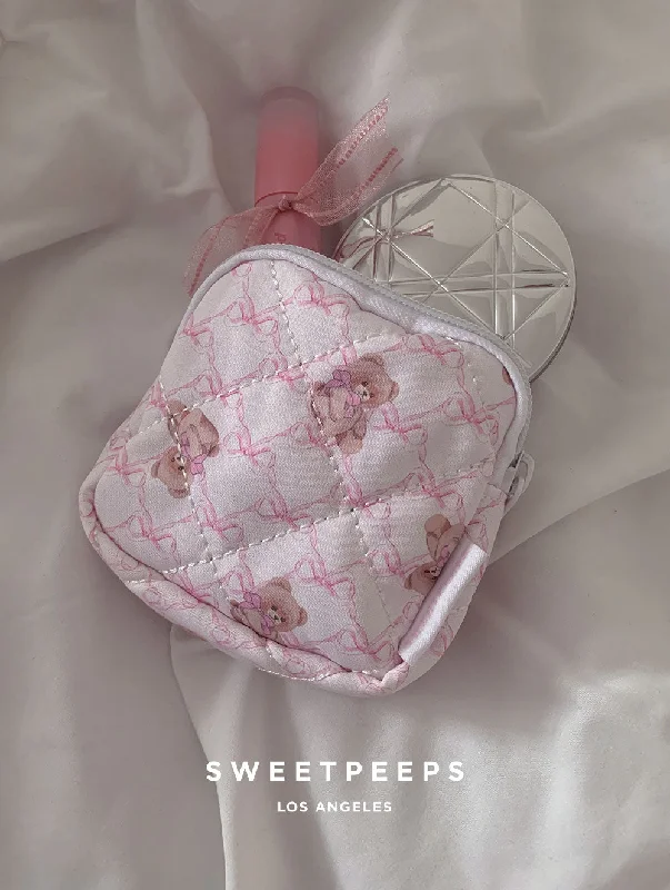 silver infinity knot ring Teddy Bear Baby Pink Coin Purse(C)