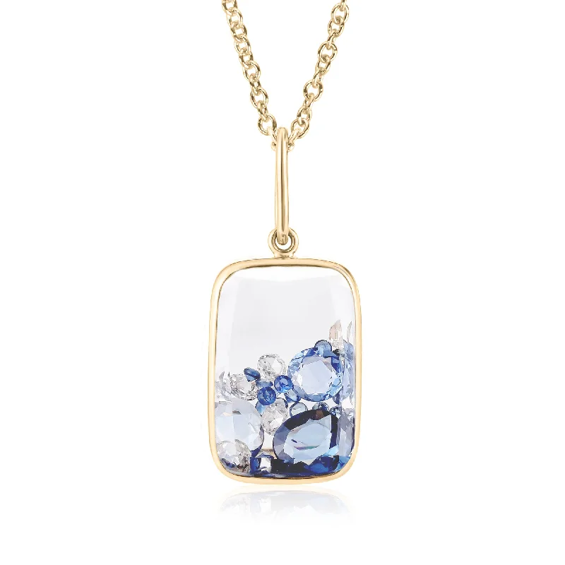 oval blue sapphire ring Ten Fourteen Blue Sapphire Shaker Pendant