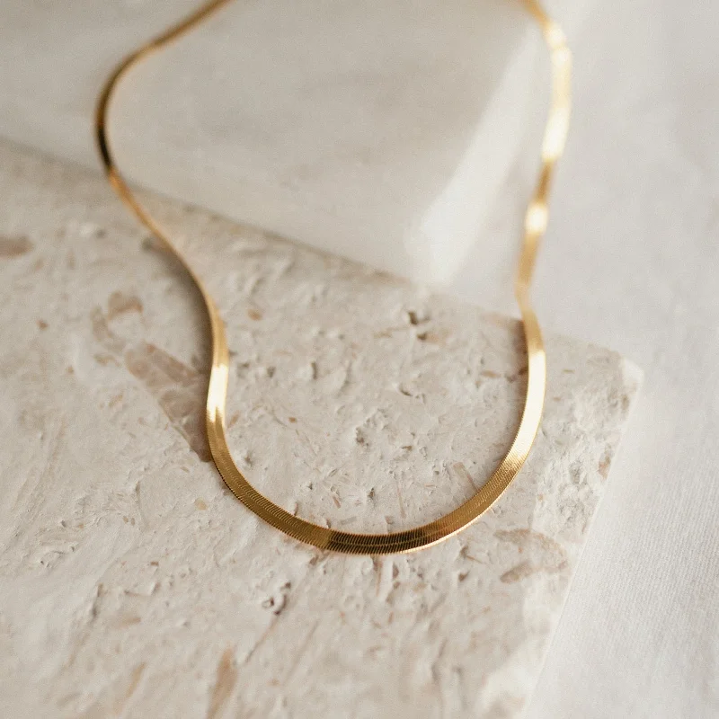 gold moonstone cocktail ring Thick Herringbone Necklace