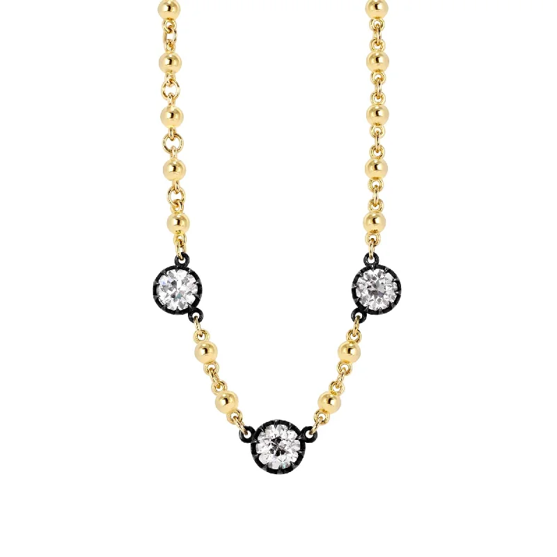 adjustable braided rope ring THREE STONE ROSALINA NECKLACE