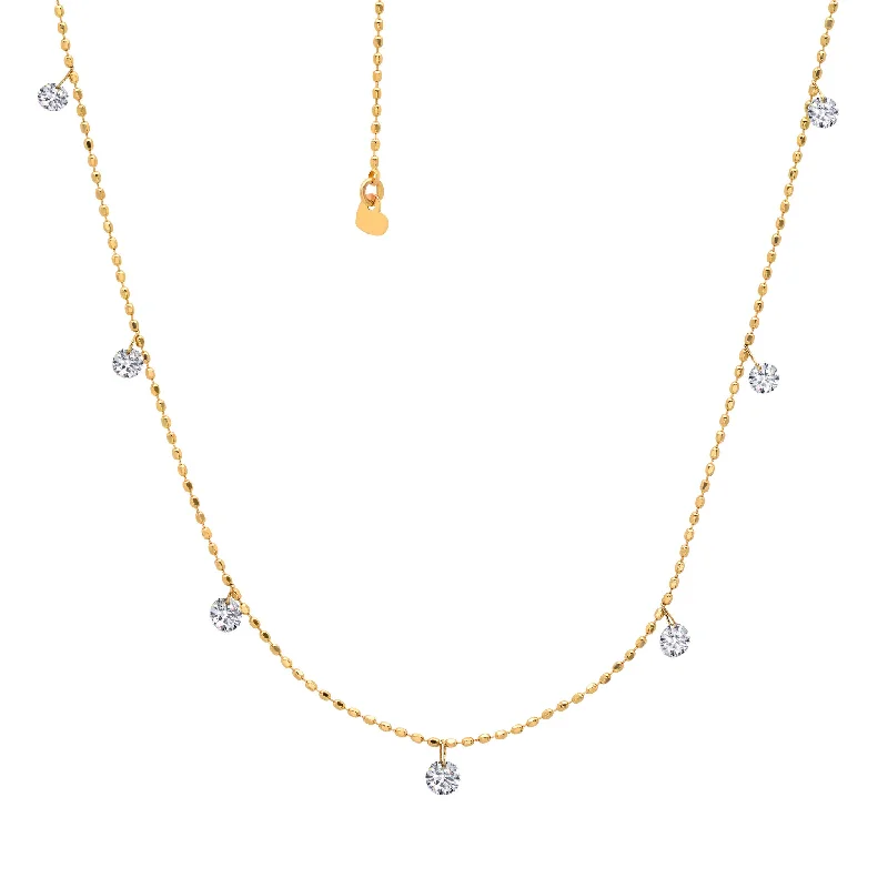 sapphire engagement ring halo Tiny Floating Diamond Necklace
