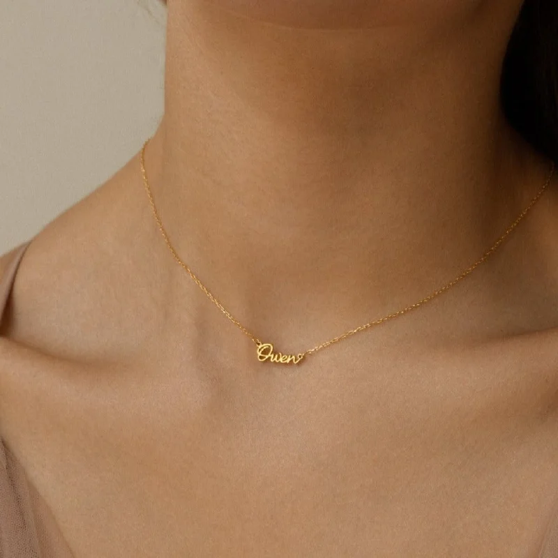 rose gold bezel ring Tiny Grace Name Necklace