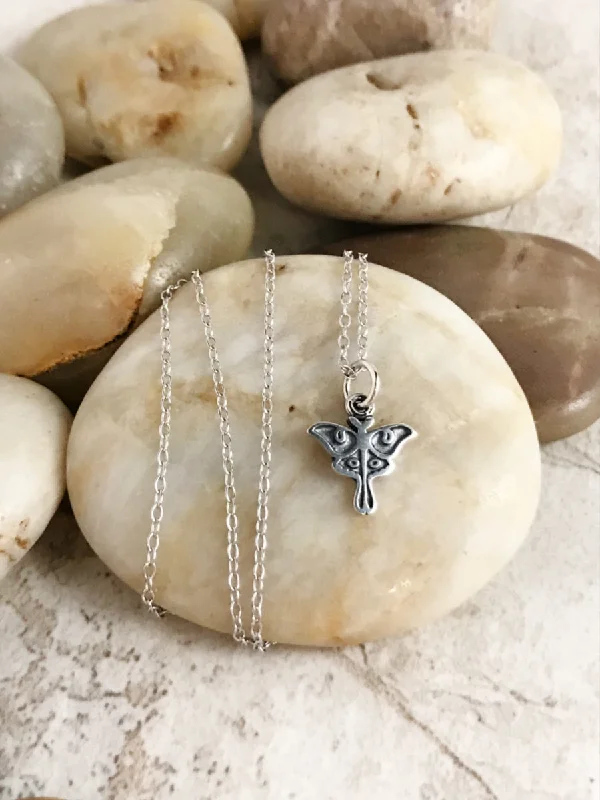 rose gold initial pendant necklace Tiny Luna Moth Necklace