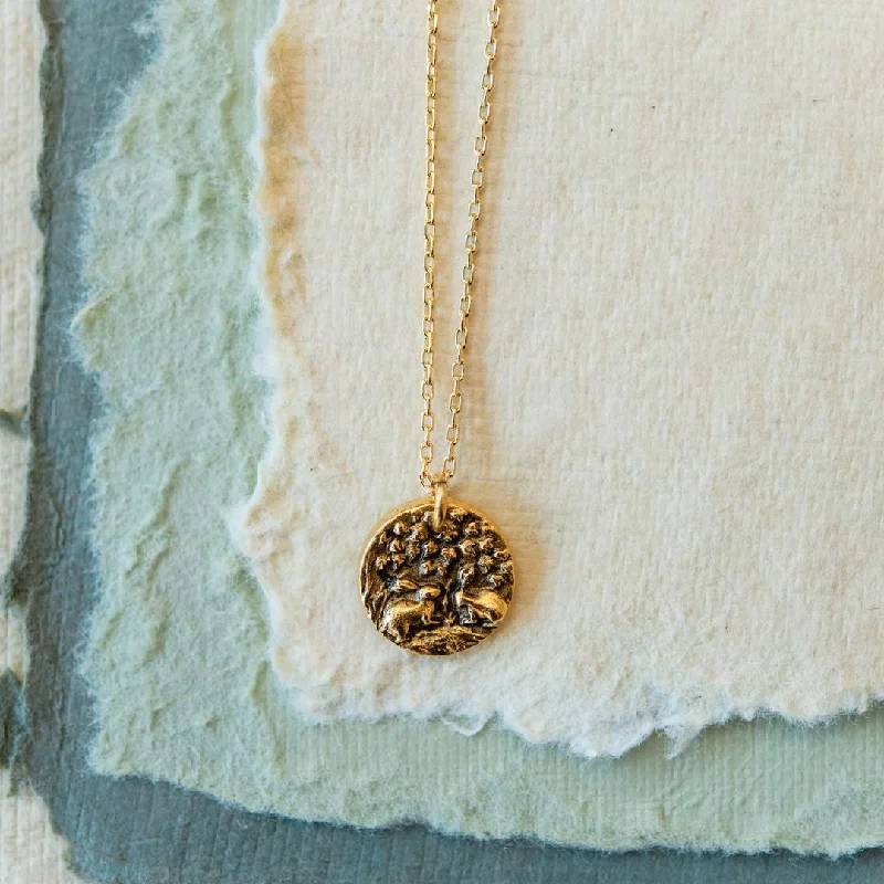 celestial sunburst ring gold Tiny Token Bunnies Necklace