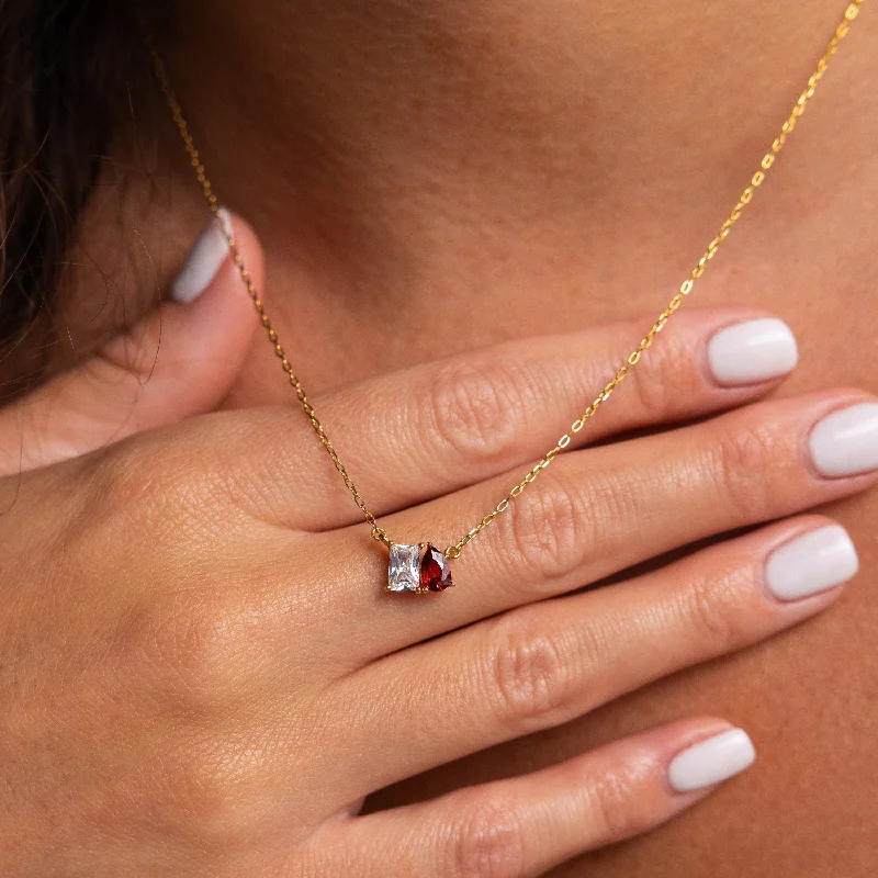 personalized gemstone pendant necklace Toi et Moi Birthstone Necklace