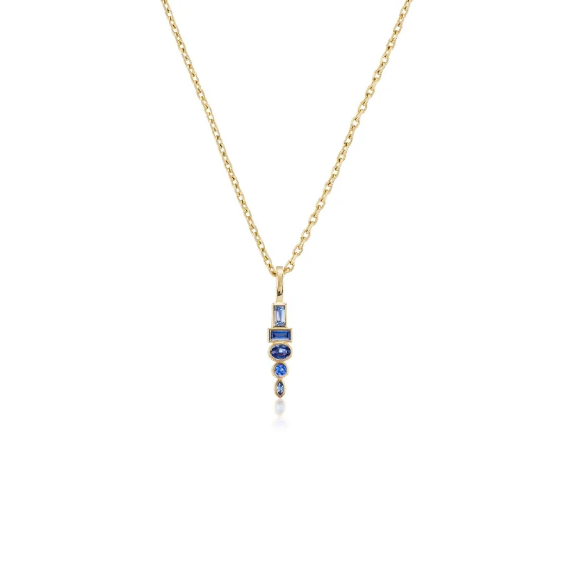 vintage filigree locket necklace Totem Pendant with Blue Sapphires