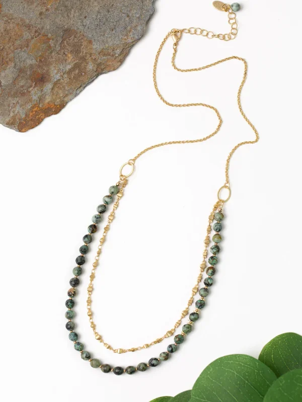 modern geometric drop earrings Tranquil Garden Turquoise Necklace by Anne Vaughan