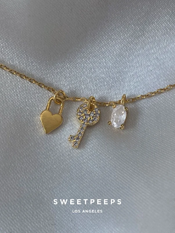 handcrafted gemstone toe ring Traveling Key Charms Necklace