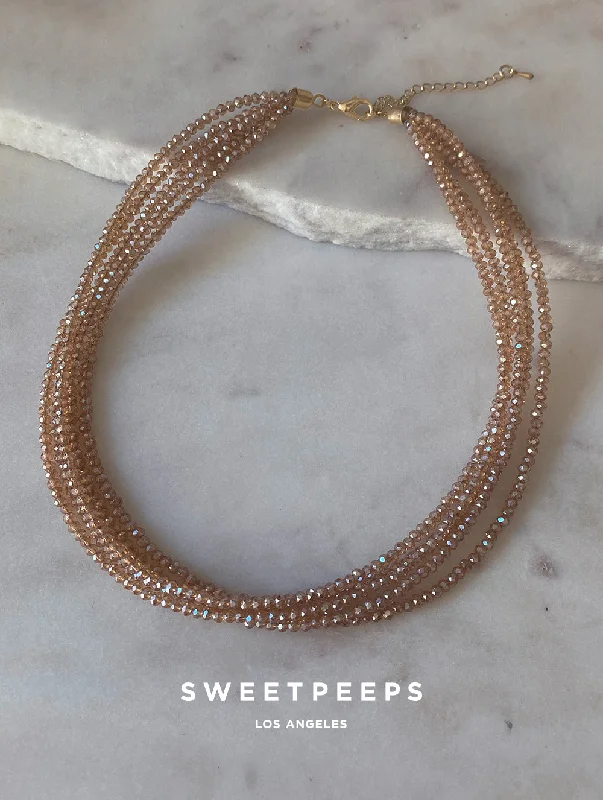 men’s woven leather bracelet Triple Layered Beaded Choker